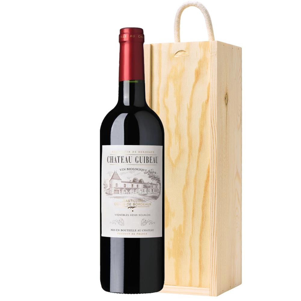 Chateau Guibeau Bordeaux Wine 75cl in Wooden Sliding lid Gift Box